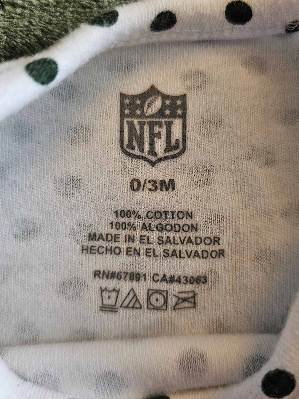 NFL Green Bay Packers Green Polka Dot Infant Baby Romper Girls 0-3M